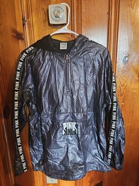 PINK Victoria's Secret Black Metallic Zip Front Jacket